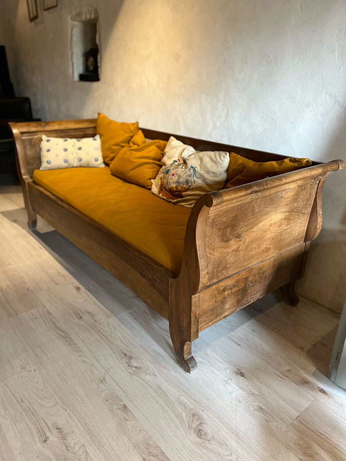 Walnut boat sofa 1950