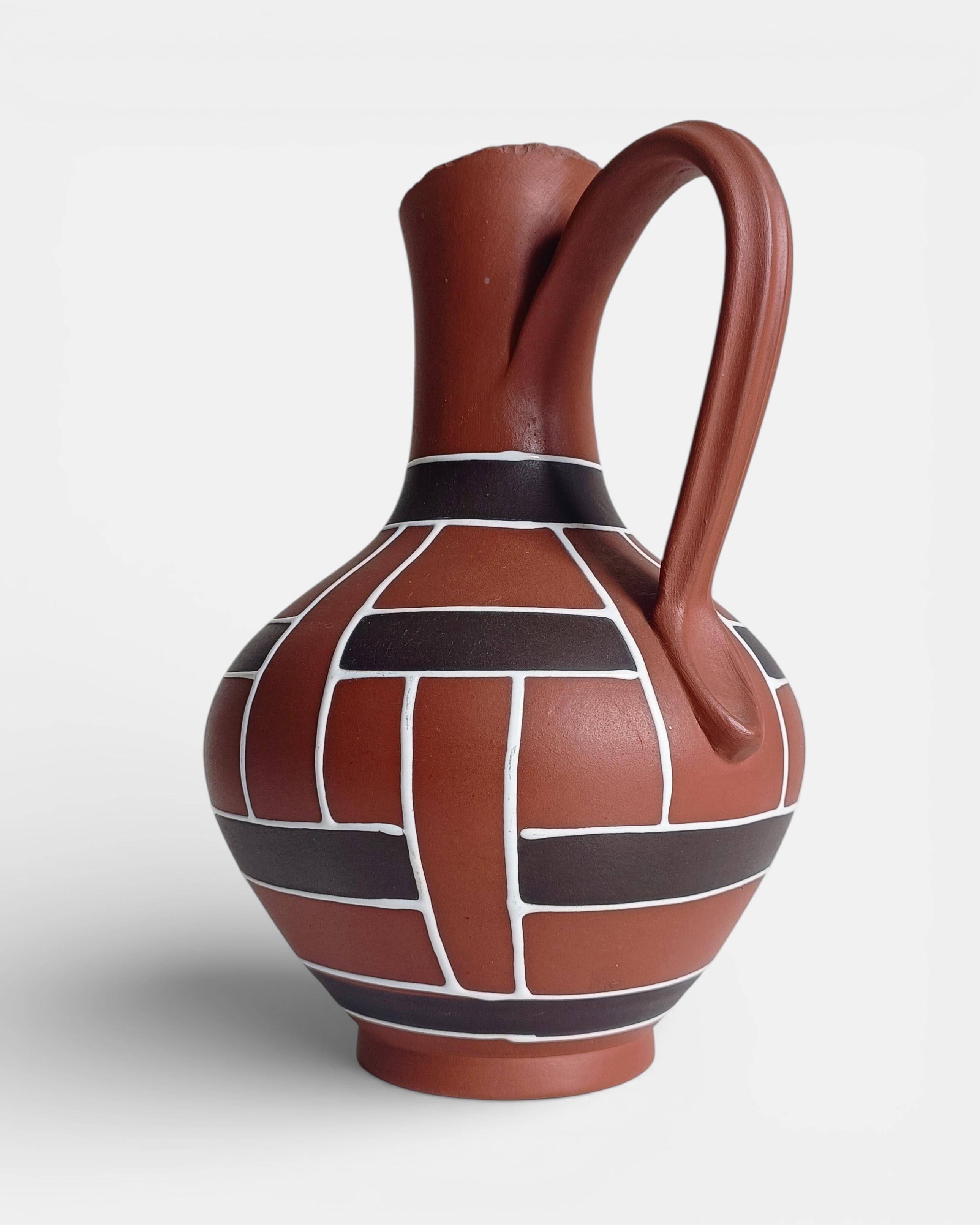 Mid-Century Modern Terracotta Pitcher by AKRU, West Germany, 1950s
