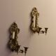 Pair of Antique Brass Wall Sconces with Mirror