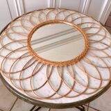 Rattan flower rattan mirror in the 60s
