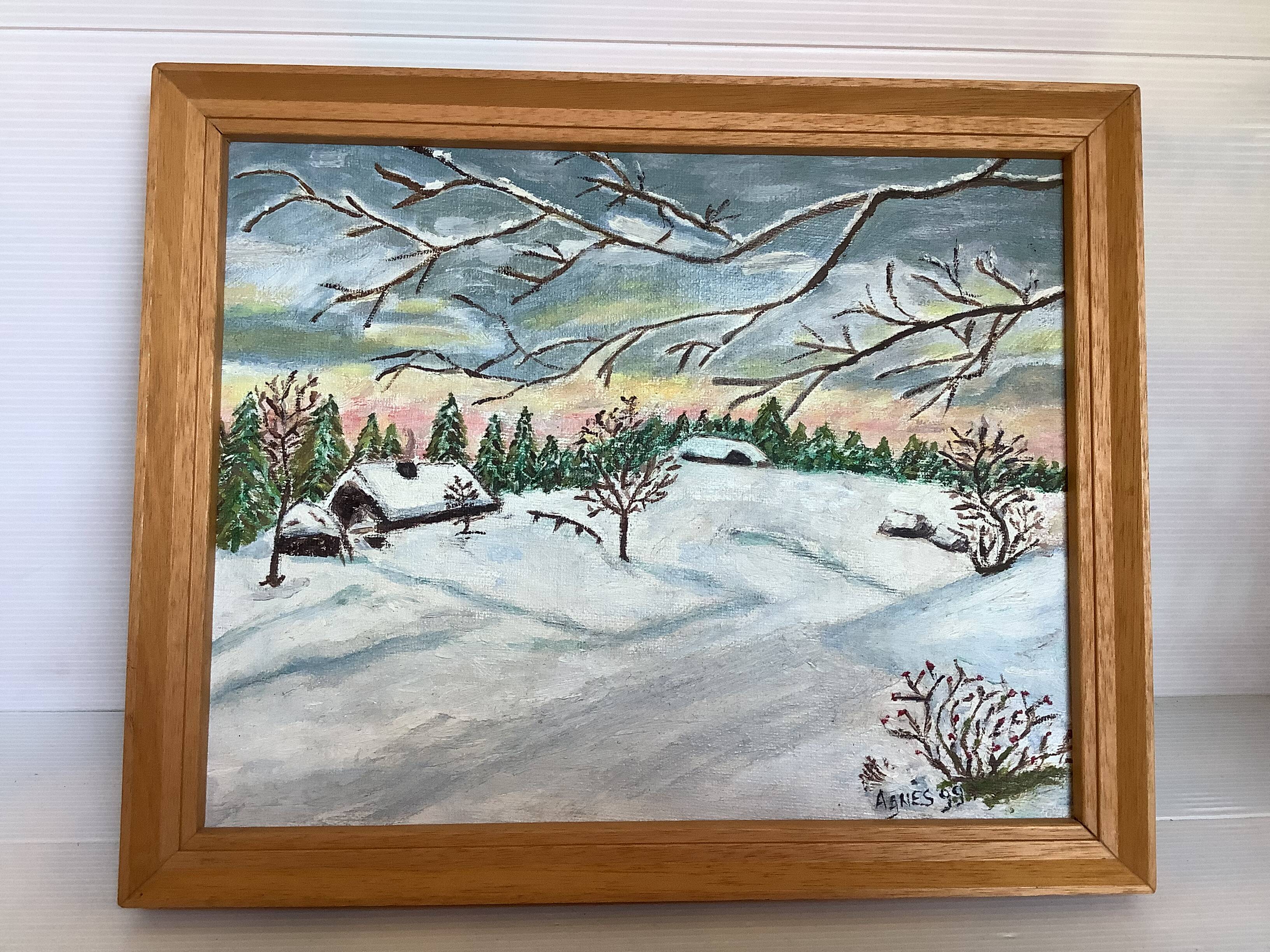 Winter landscape under snow oil on canvas signed