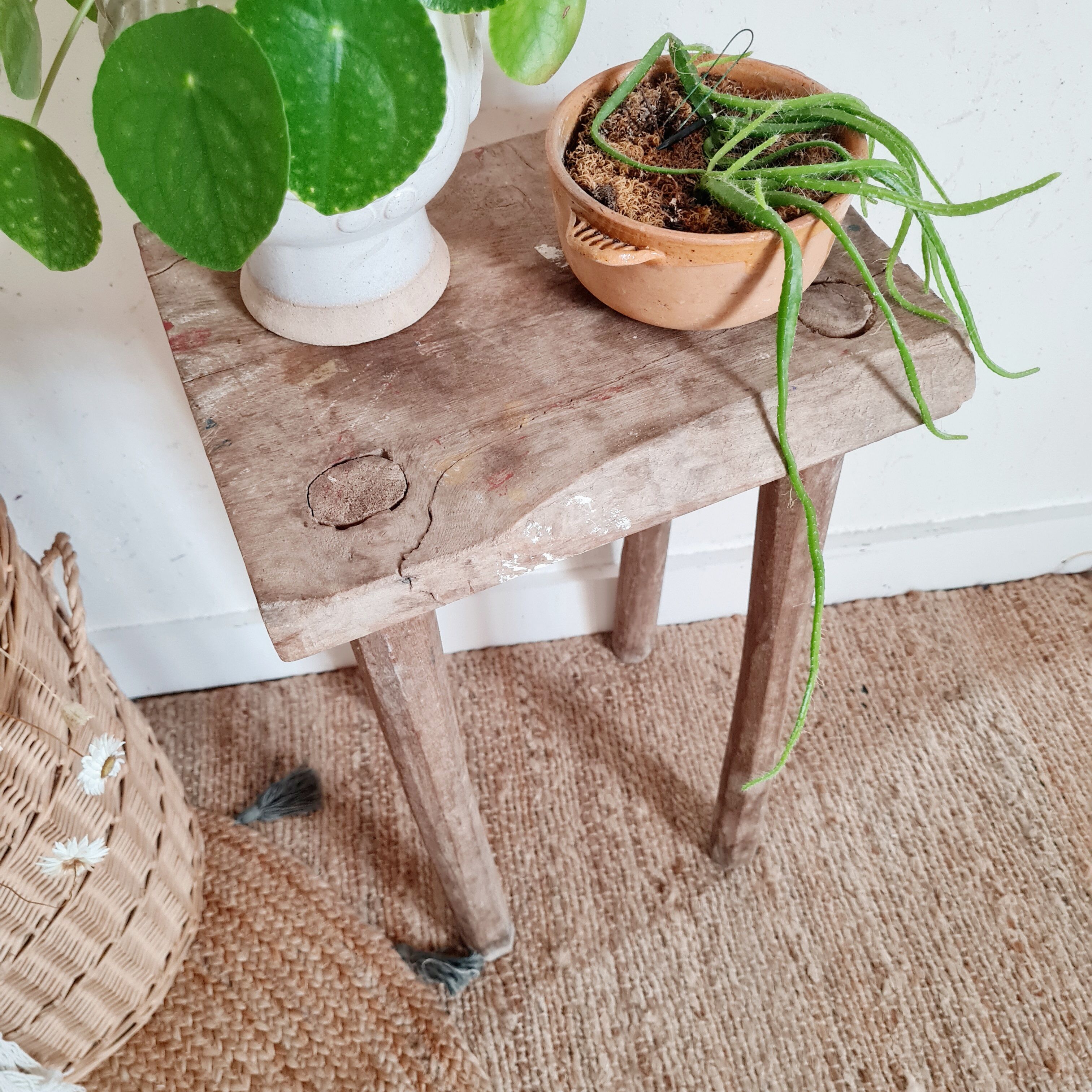 Wooden stool - wooden harness workshop look brutalist