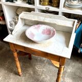 Coiffeuse, meuble de toilette en bois et marbre 80 x 48 cm