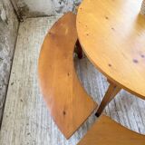 Set of round table and 4 rounded benches, 1950