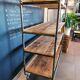 Steel and wooden shelf on wheels