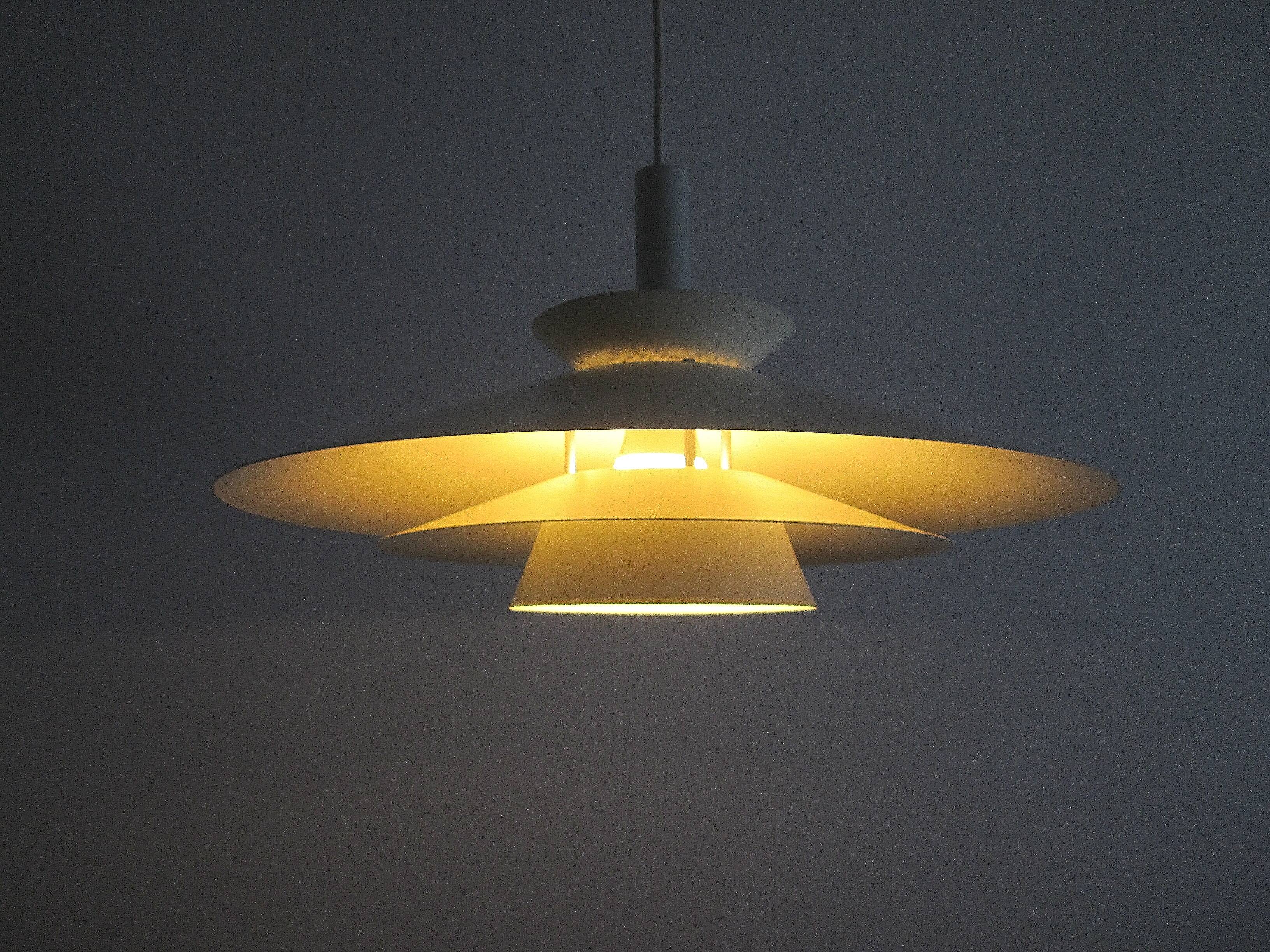 Danish Mid-century vintage pendant light, off-white, classic lines, glare free, PH-style