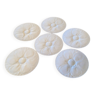Service de 6 assiettes à huîtres blanches en porcelaine de Pillivuyt