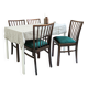 Lot de 4 chaises vintage bois brun, assise verte, style années 50