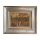 Modern painting, oil on wood panel, color and movement