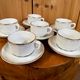 Set of 2 Apilco Flat French Porcelain Coffee Cups with Saucers, Model Flora