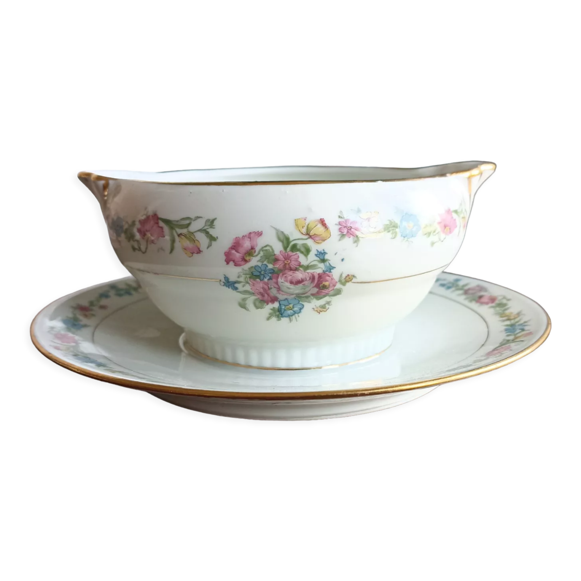 Saucière sur dormant fixe en porcelaine de Limoges - Porcelaine Limousine