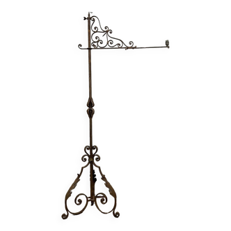 Gilbert Poillerat (after:): Reading floor lamp circa 1940 in wrought iron