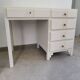 Bureau ancien Art Déco blanc bois massif boutons boules métal vintage