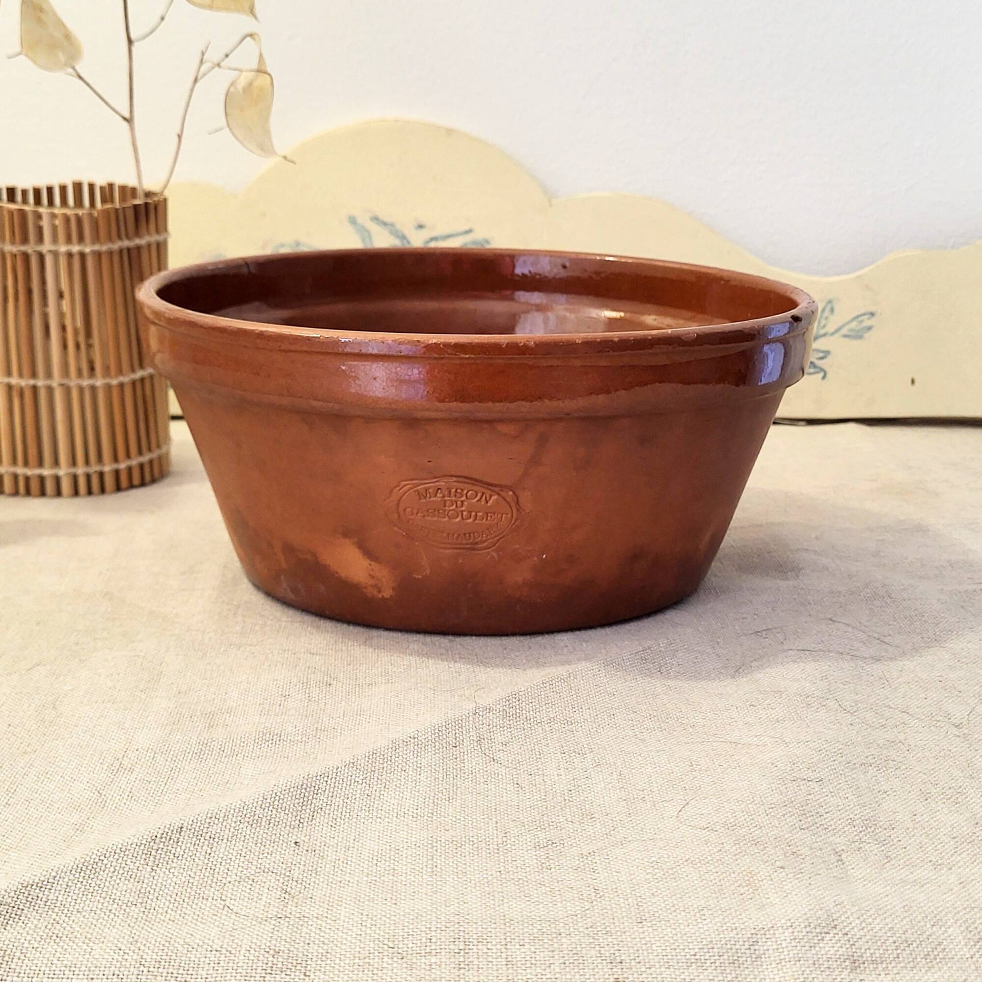 Antique terracotta casserole dish – Maison du Cassoulet Castelnaudary – 21 cm