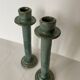 Set de 2 bougeoirs vert foncé, céramique émaillée
