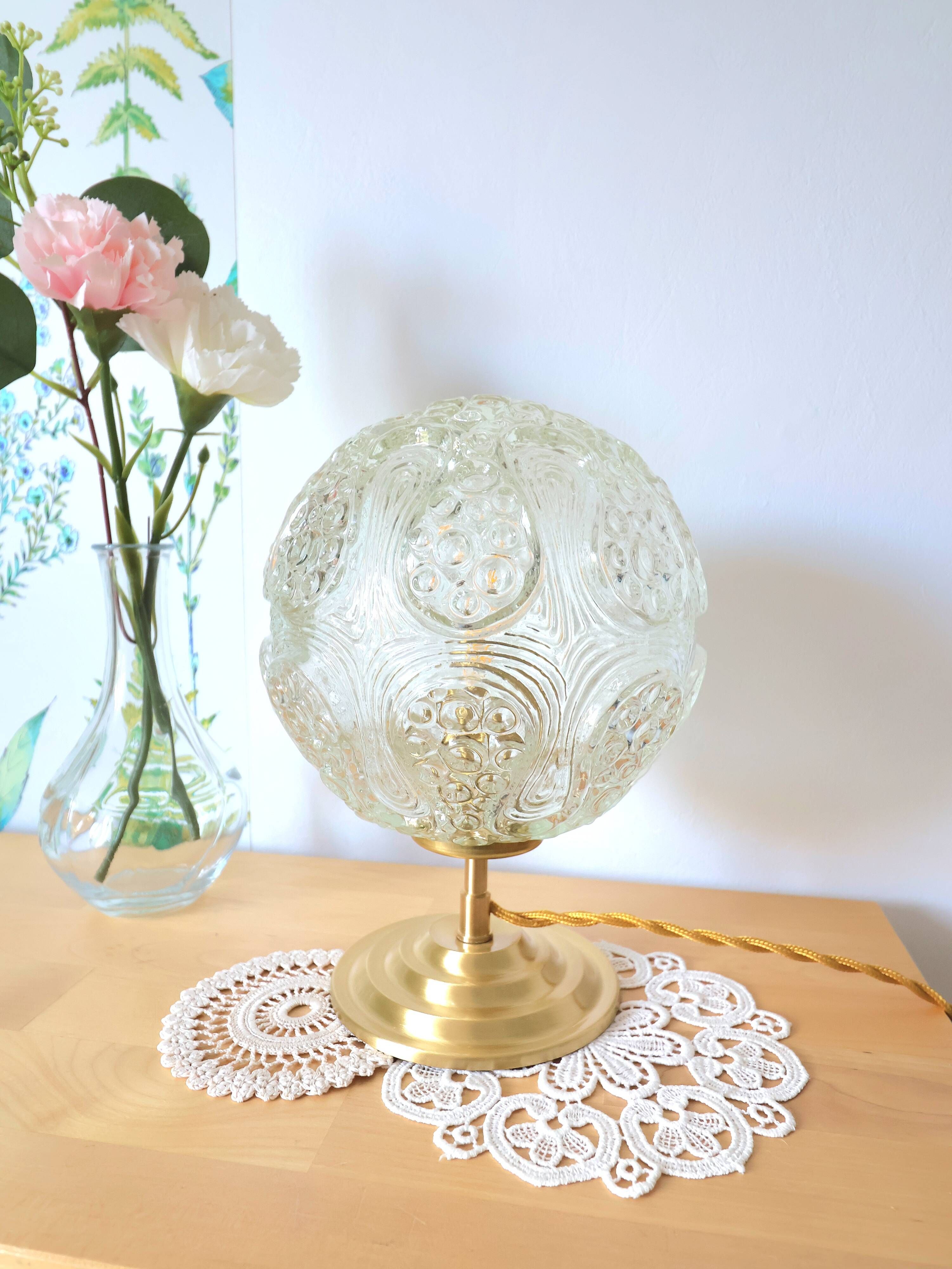 Vintage textured amber glass lamp - Space Age style