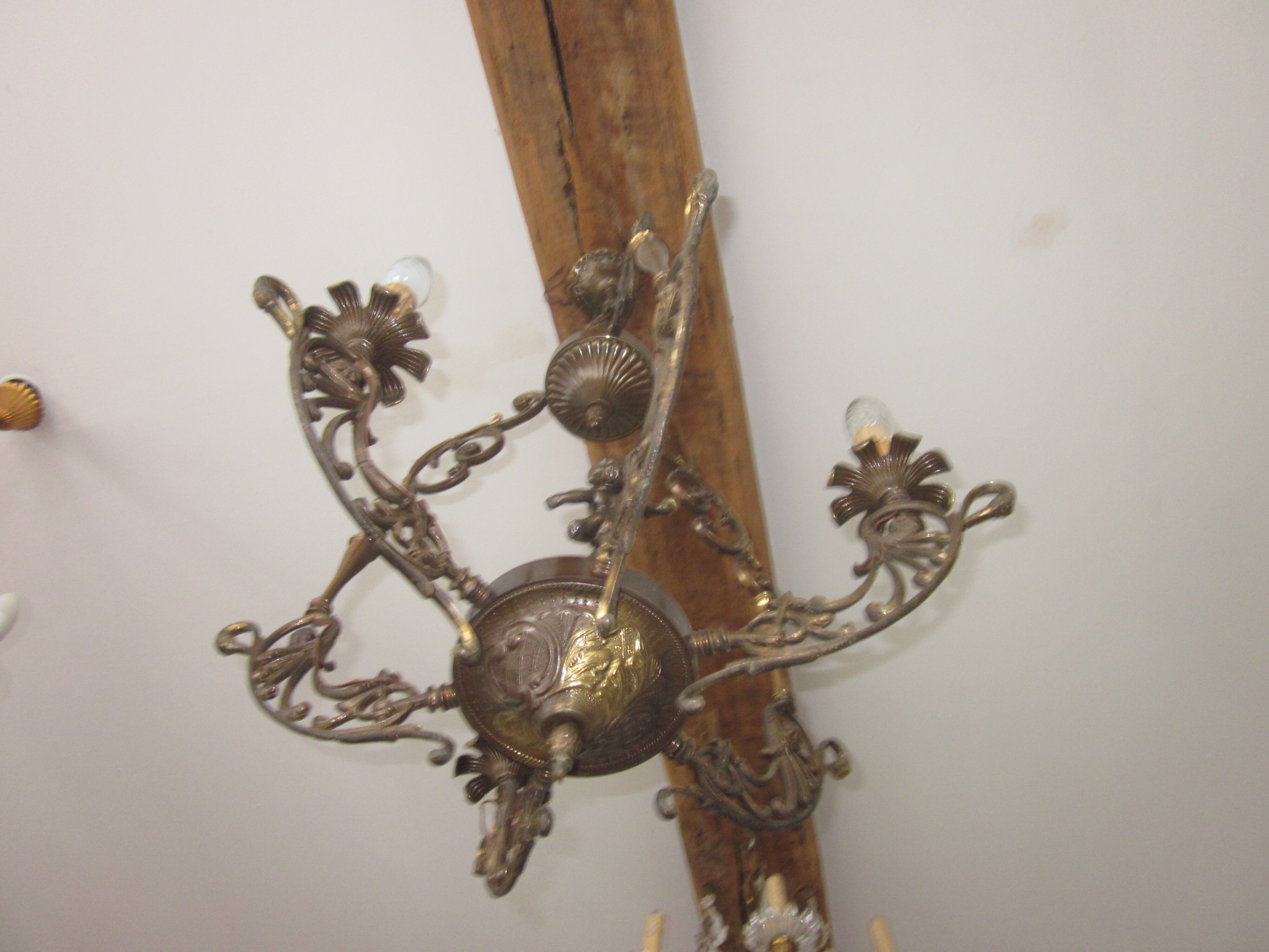Bronze chandelier with angels