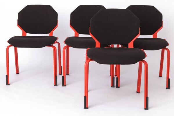 Chaises de l'ère spatiale, ensemble de 4, chaises empilables Fröscher, design allemand des années 1980