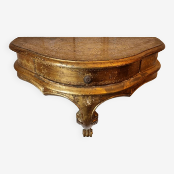 Mid-19th century wall console in wood and gilded stucco