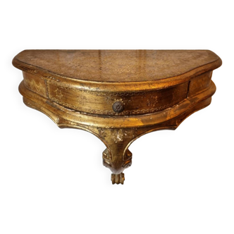 Mid-19th century wall console in wood and gilded stucco