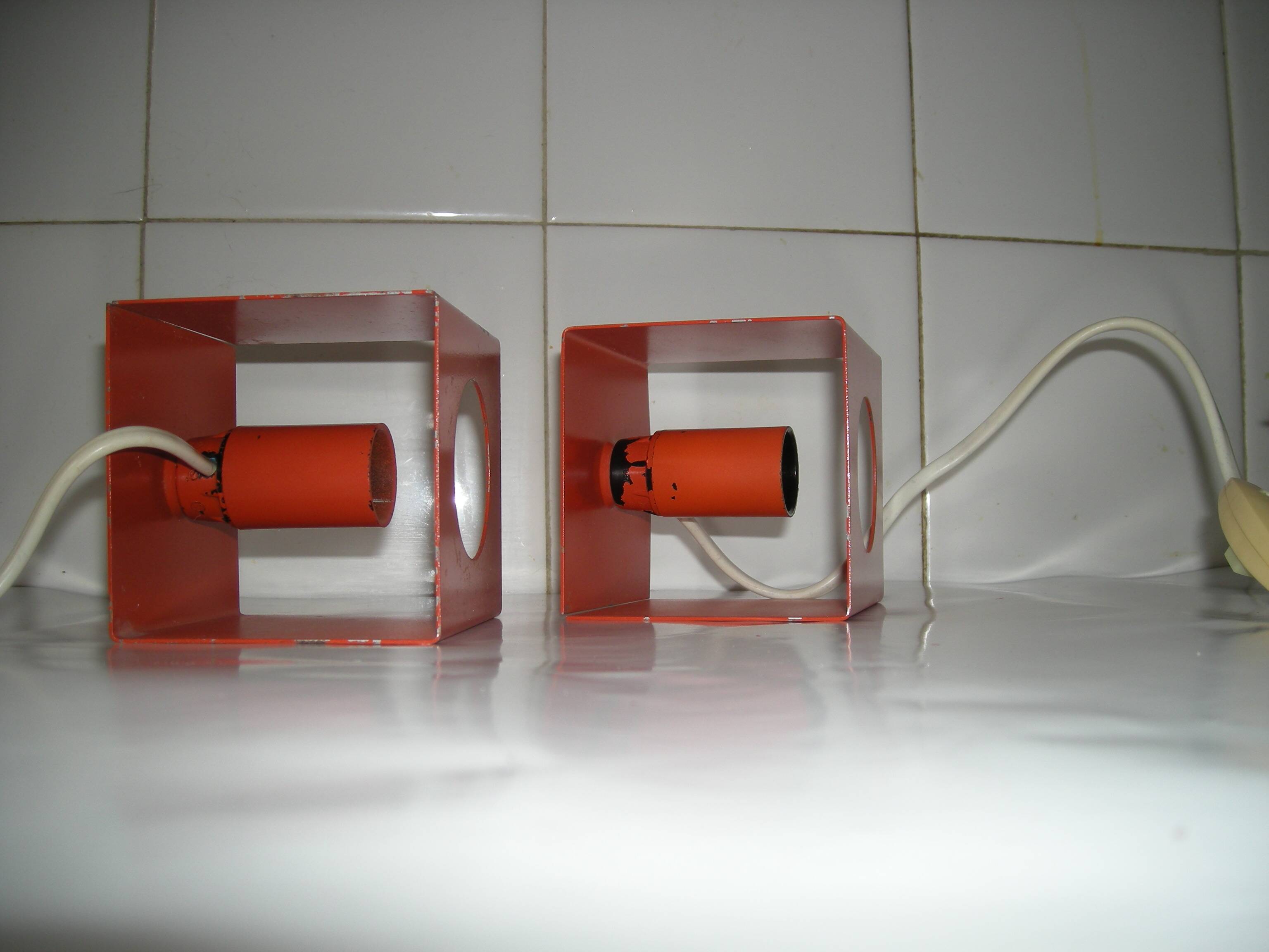 Pair of Orange Lamps from the 70s