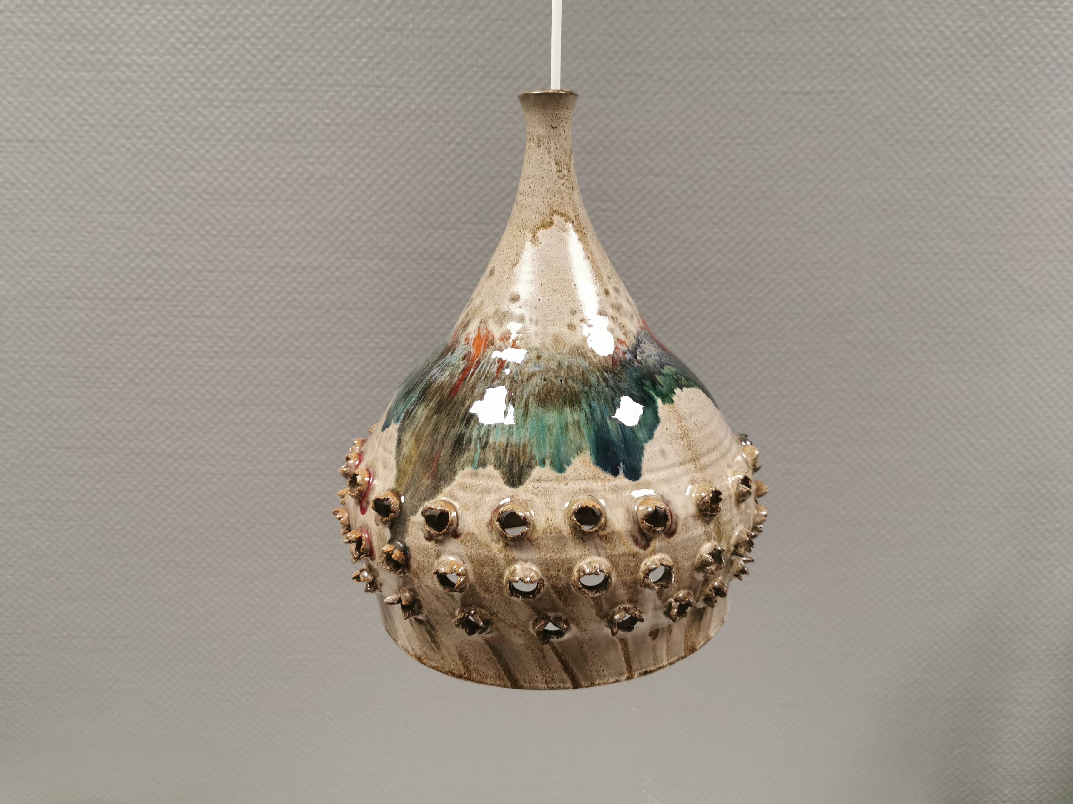 Large ceramic hanging lamp.