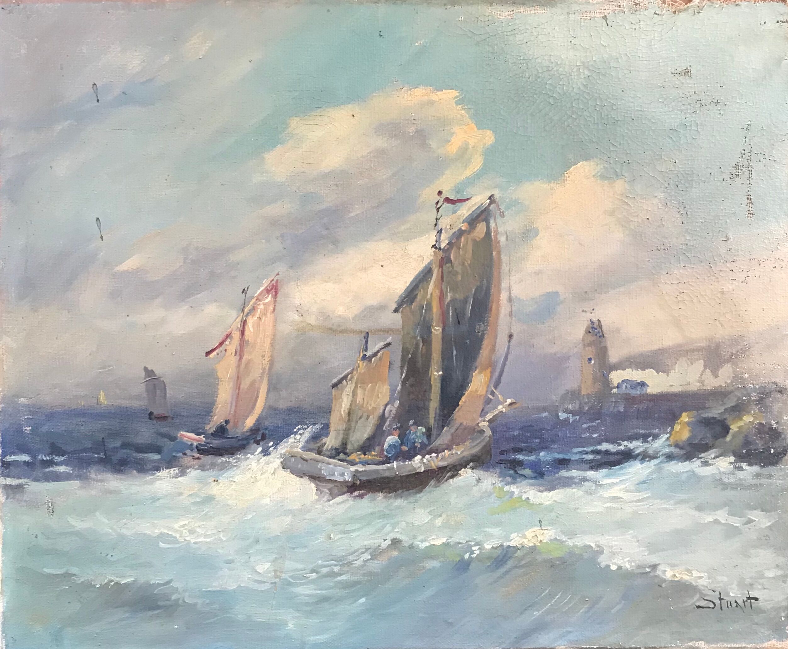 Table old fishing boats