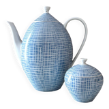Arzberg Form 2000 “Bast” Pattern – Blue Teapot and Sugar Bowl
