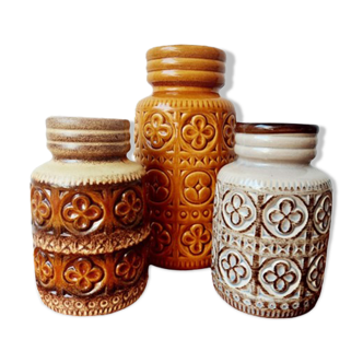 Set of 3 vases West Germany Foligno pattern