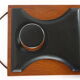 Two coat hangers, wood, leather and black leather, 70s