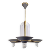 Vintage French Brass Acrylic Chandelier, 1970s