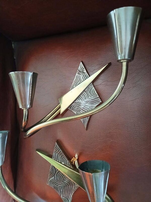 Splendide Paires d 'appliques bronze de Jules Leleu ? Art deco