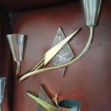 Splendid pair of bronze wall sconces by Jules Leleu? Art Deco.