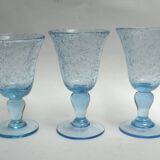 5 glasses with blue Biot stemmed