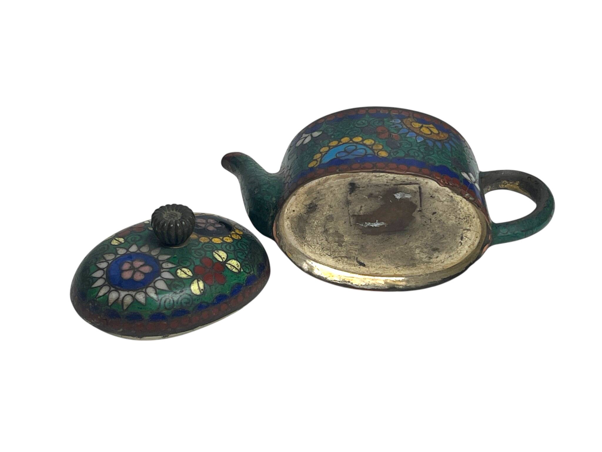China, small cloisonné bronze teapot early 20th century