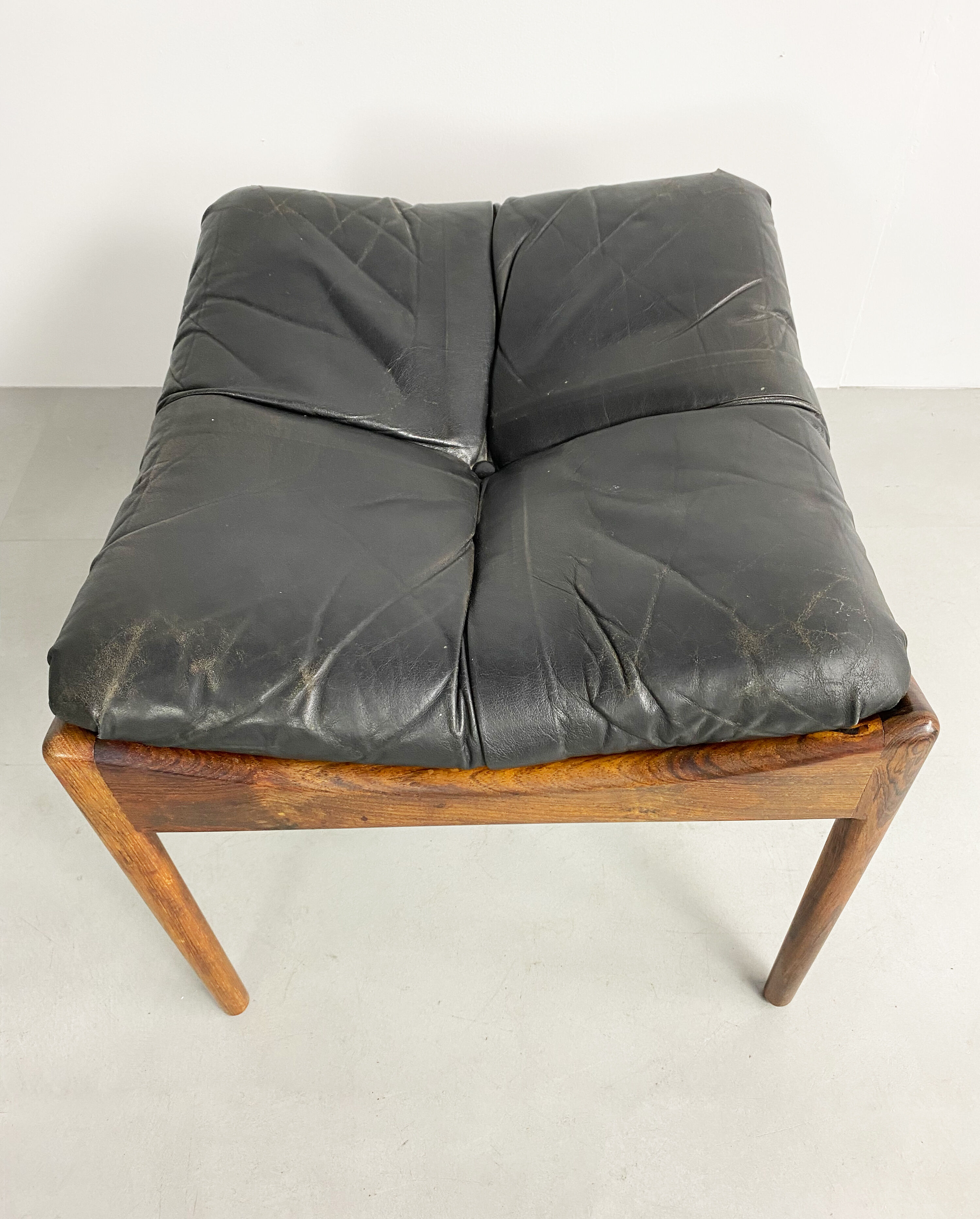 Danish Leather and Rosewood 'Modus' Ottoman by Kristian Vedel, c.1960