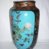 Vase chinois ancien en émaux cloisonnés 33 cm