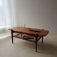 Vintage Creafort coffee table 1960s teak with rattan magazine shelf