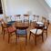 Vintage Farstrup 210 Scandinavian chairs in stained beech and teak.
