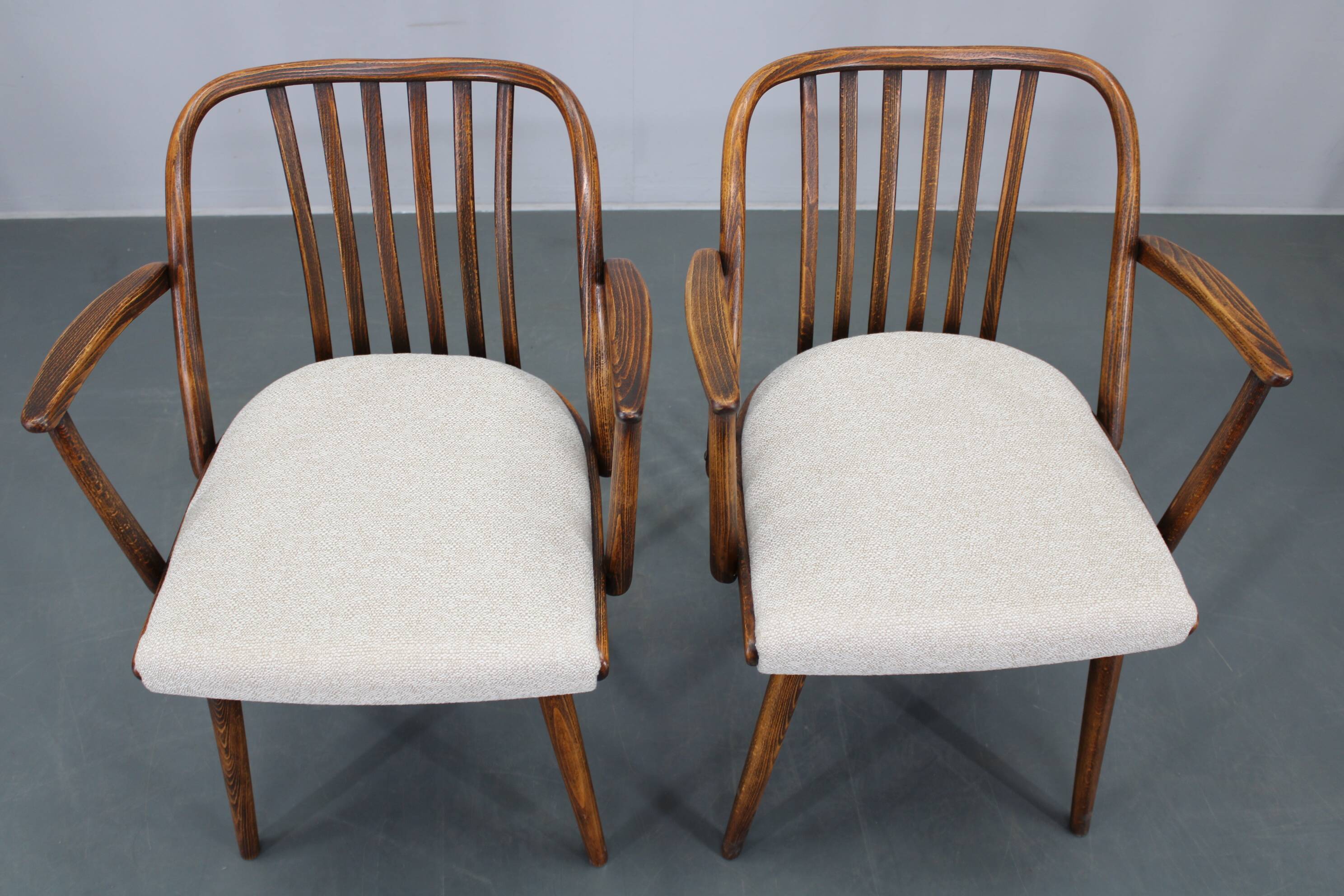 1960s Antonin Suman Set of Six Beech Dining Chairs, Restored
