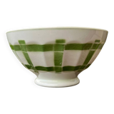 Old large Digoin Sarreguemines earthenware bowl, bamboo model