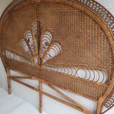 Peacock rattan headboard bed