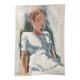 Tableau signé pastel portrait féminin « lumière au jardin»