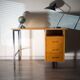 Desk 60's vintage modernist style, wood and steel