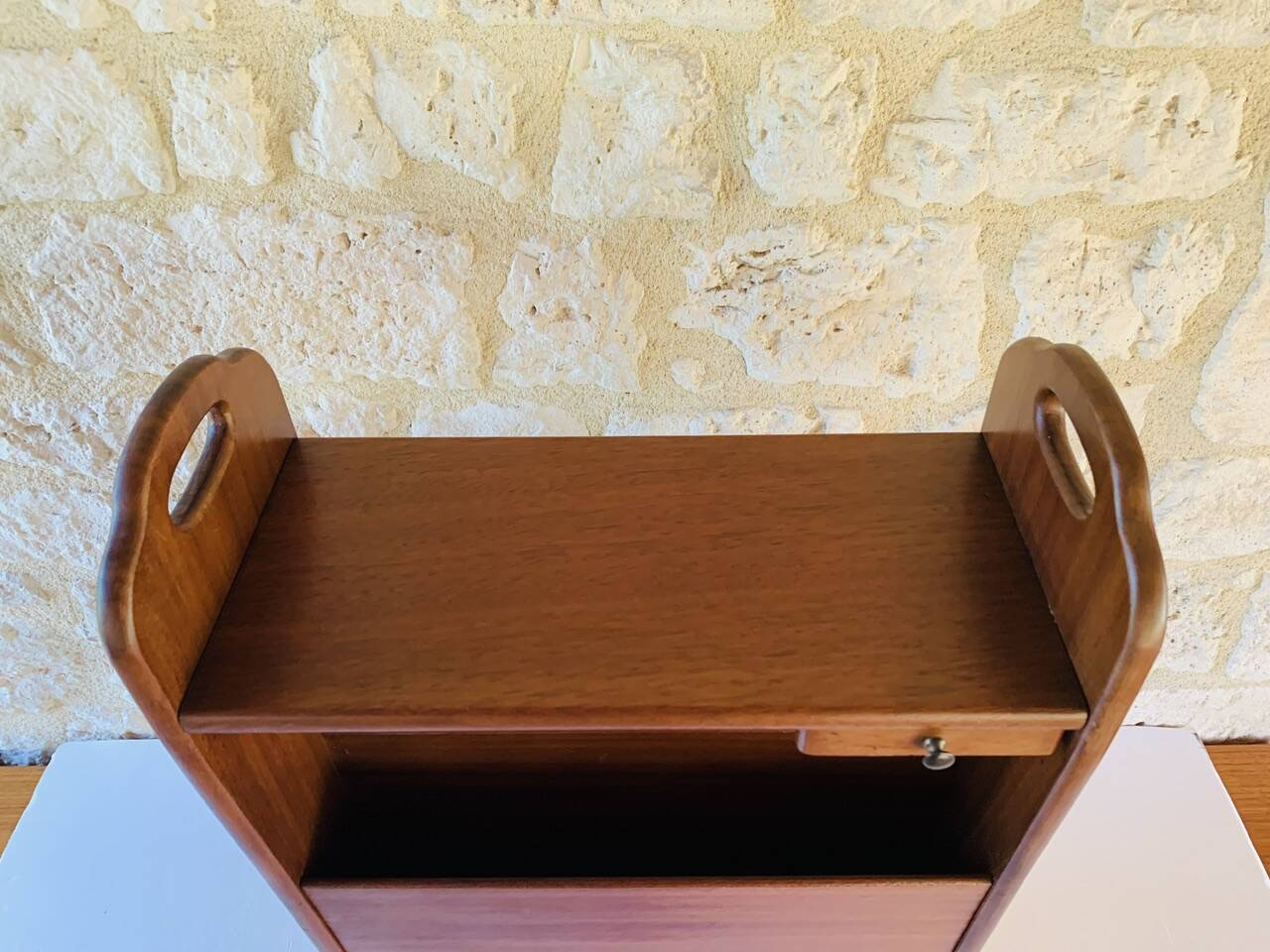 Vintage side table with magazine rack, 1960s