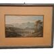 Aquarelle ancienne sur papier du début du XIXe siècle – paysage avec aqueduc.