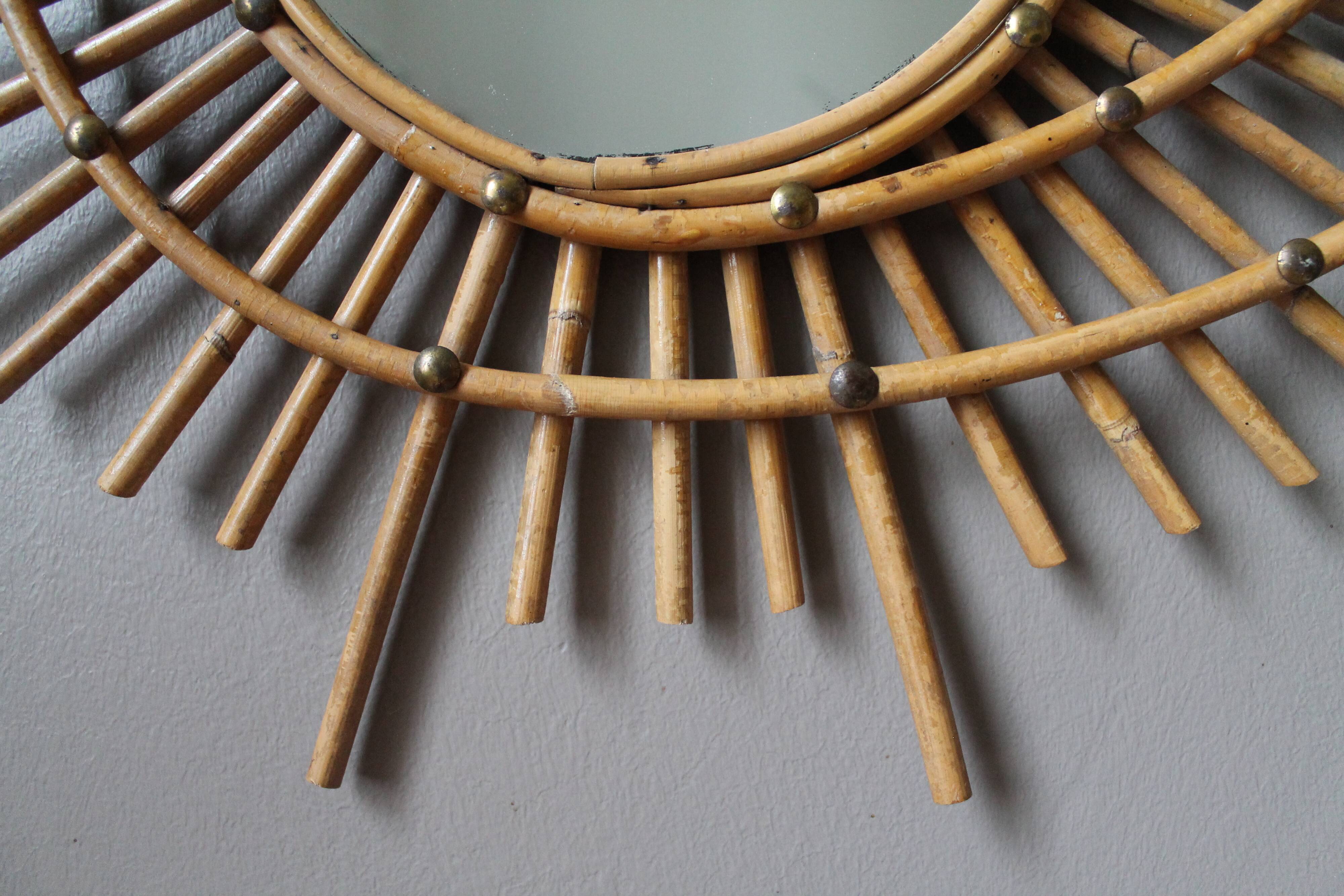 Sun ortf vintage rattan mirror 67x47cm