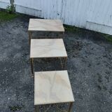 Marble and brass nesting table