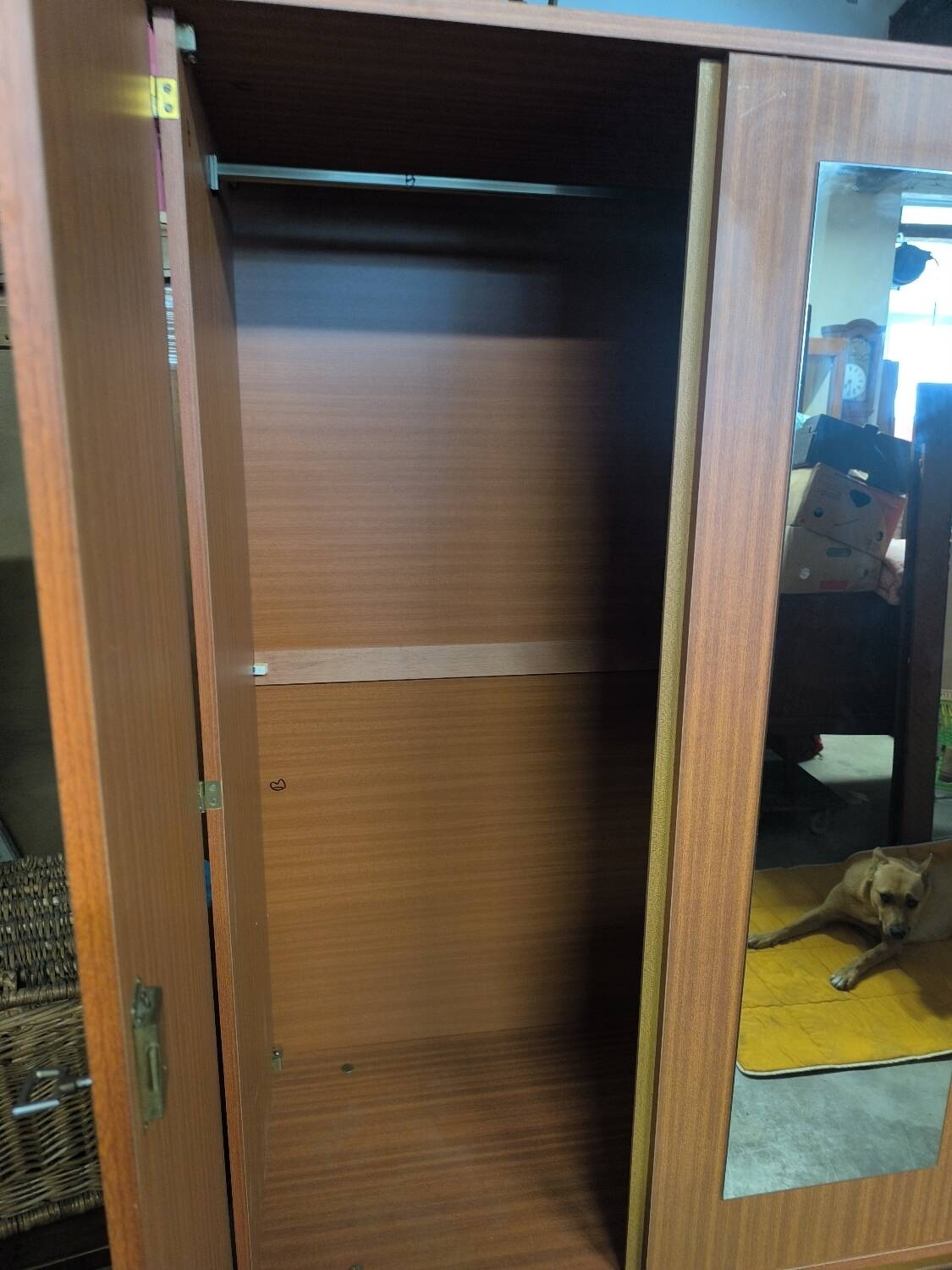 Vintage wardrobe with needle feet and 2 mirrored doors