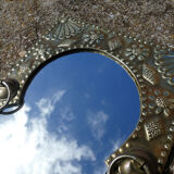 Eastern mirror brass pushed back ethnic style, 23x31cm